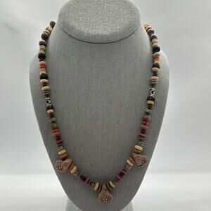 Wooden Beaded Fashion Necklace Tribal Primitive‎ Multicolor Unisex Beachy Surf